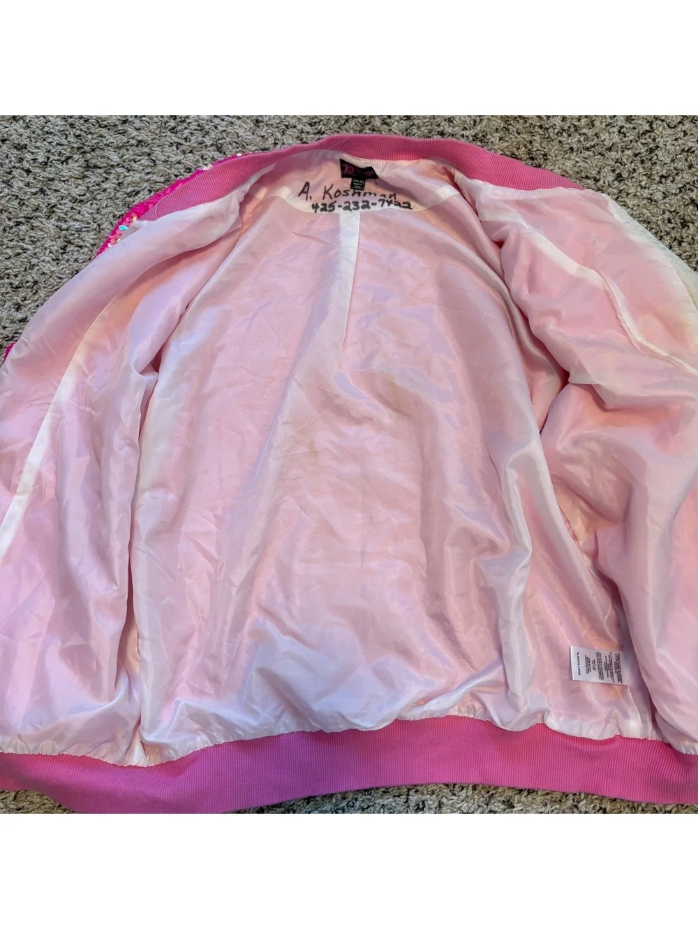 2019 JoJo Siwa Nickelodeon JoJo’s Closet Hot Pink Sequin Bomber Jacket XL 14/16
